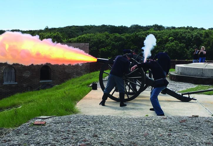 Historic cannon at Fort Clinch overlooking Cumberland Sound